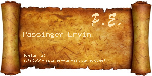 Passinger Ervin névjegykártya